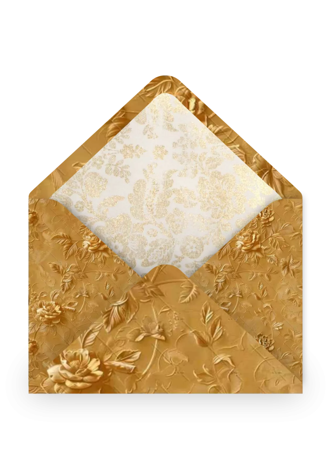 Elegant enveloppe mariage roses relief dore 020
