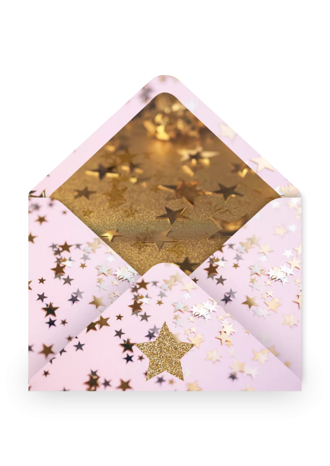 Stars enveloppe celeste nuit etoiles dorees rose 007