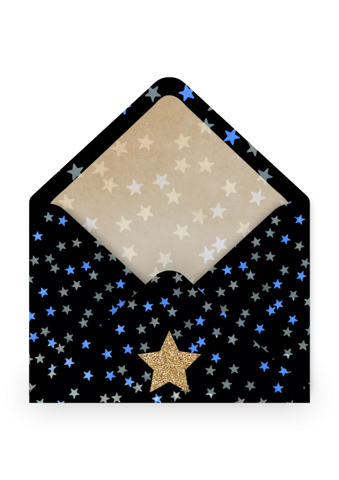 Stars enveloppe celeste nuit etoiles noir dore 004
